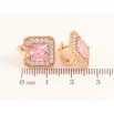 Серьги Xuping цвет Позолота 18K английский замок "Розовые кристаллы в обрамлении" фото №2