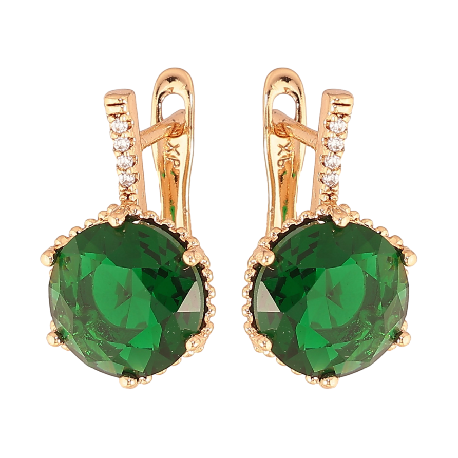 Серьги Xuping цвет Позолота 18K английский замок "Зеленые кристаллы" фото №1 Серьги Xuping цвет Позолота 18K английский замок "Зеленые кристаллы" фото №1