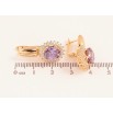 Серьги Xuping цвет Позолота 18K английский замок "Сиреневые кристаллы в обрамлении" фото №2