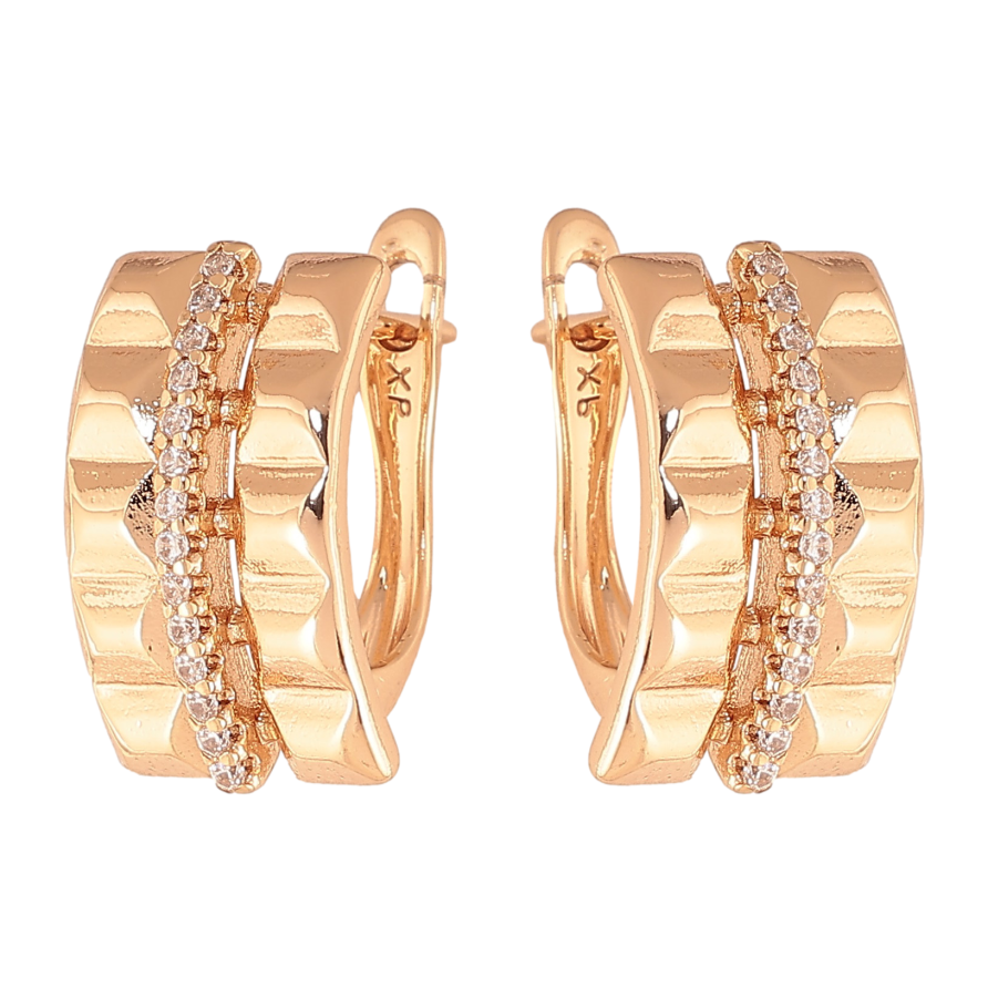 Сережки Xuping колір Позолота 18К англійський замок "Візерунок з кристалами" фото №1 Сережки Xuping колір Позолота 18К англійський замок "Візерунок з кристалами" фото №1