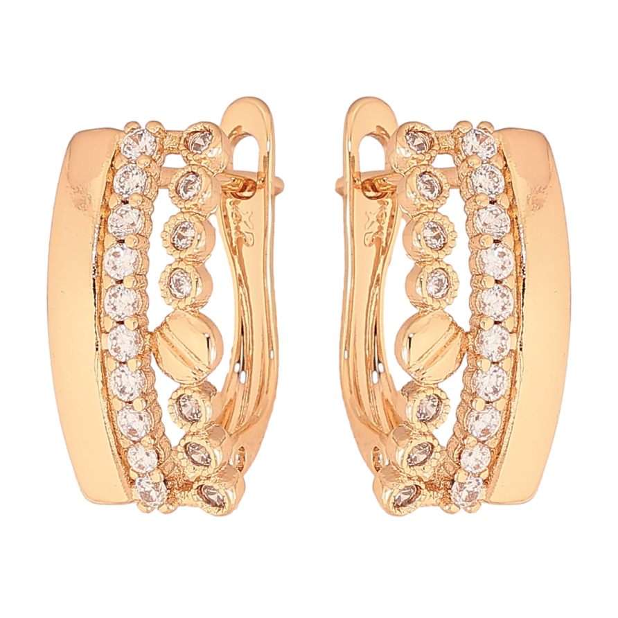 Серьги Xuping цвет Позолота 18K английский замок "Узор с кристаллами" фото №1