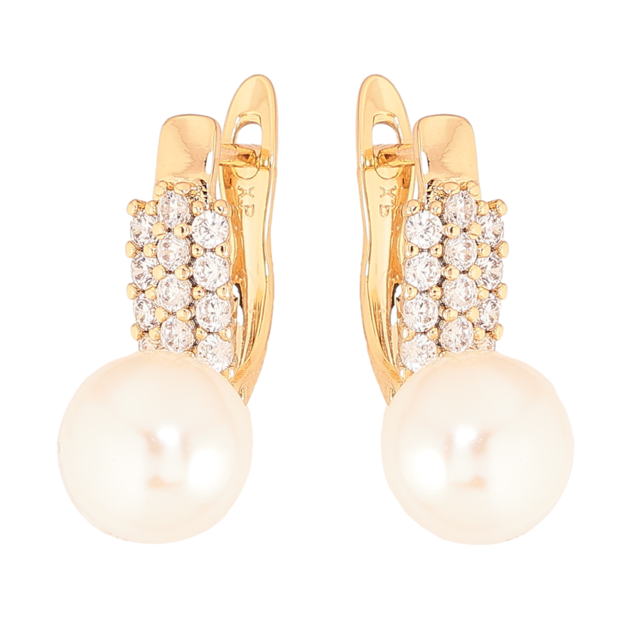 Серьги Xuping цвет Позолота 18K английский замок "Инкрустация кристаллами с жемчужинами" фото №1 Серьги Xuping цвет Позолота 18K английский замок "Инкрустация кристаллами с жемчужинами" фото №1