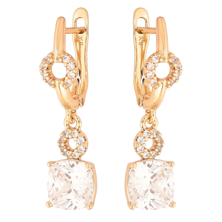 Серьги Xuping цвет Позолота 18K английский замок "Подвески с кристаллами" фото №11