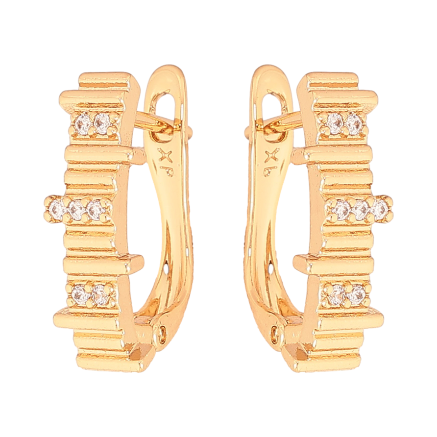 Серьги Xuping цвет Позолота 18K английский замок "Узор с кристаллами" фото №1