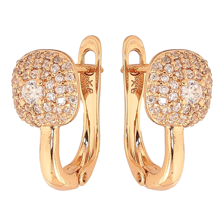 Серьги Xuping цвет Позолота 18K английский замок "Узор с инкрустацией кристаллами" фото №4
