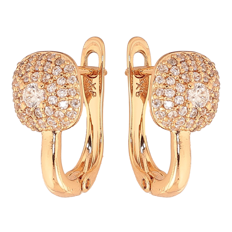 Серьги Xuping цвет Позолота 18K английский замок "Узор с инкрустацией кристаллами" фото №3 Серьги Xuping цвет Позолота 18K английский замок "Узор с инкрустацией кристаллами" фото №3