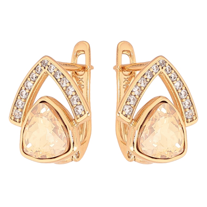 Серьги Xuping цвет Позолота 18K английский замок "Узор с песочными кристаллами" фото №1 Серьги Xuping цвет Позолота 18K английский замок "Узор с песочными кристаллами" фото №1
