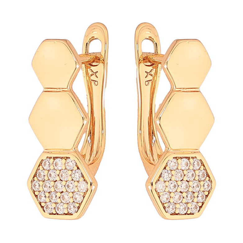 Серьги Xuping цвет Позолота 18K английский замок "Узор с инкрустацией кристаллов" фото №6