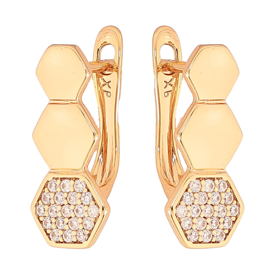 Серьги Xuping цвет Позолота 18K английский замок "Узор с инкрустацией кристаллов" фото №1