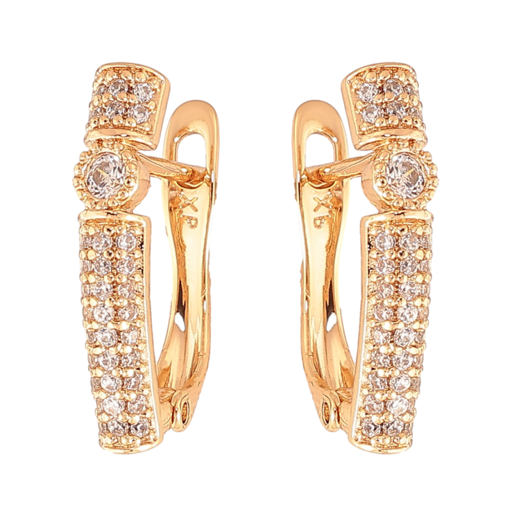 Серьги Xuping цвет Позолота 18K английский замок "Инкрустация кристаллами" фото №3 Серьги Xuping цвет Позолота 18K английский замок "Инкрустация кристаллами" фото №3