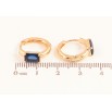 Серьги Xuping цвет Позолота 18K колечки "Узор с синими кристаллами" фото №2