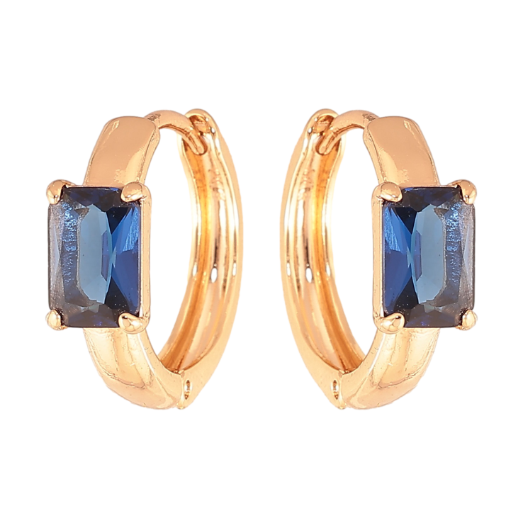 Серьги Xuping цвет Позолота 18K колечки "Узор с синими кристаллами" фото №12 Серьги Xuping цвет Позолота 18K колечки "Узор с синими кристаллами" фото №12