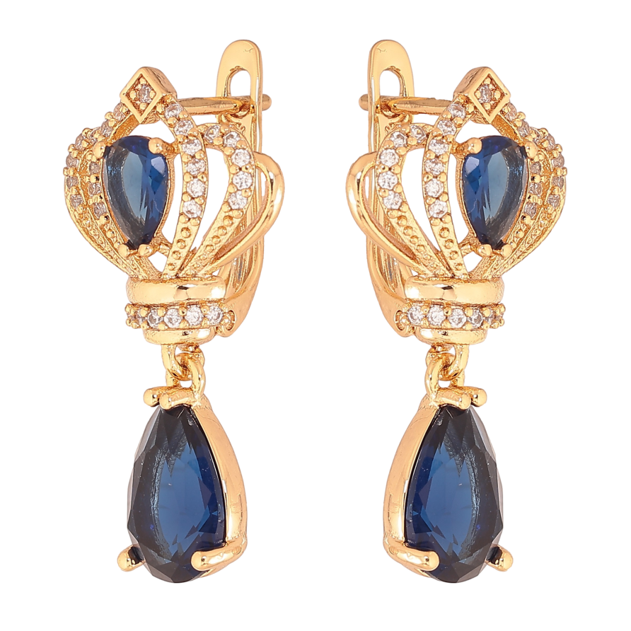 Серьги Xuping цвет Позолота 18K английский замок "Изящные подвески с синими кристаллами" фото №1 Серьги Xuping цвет Позолота 18K английский замок "Изящные подвески с синими кристаллами" фото №1