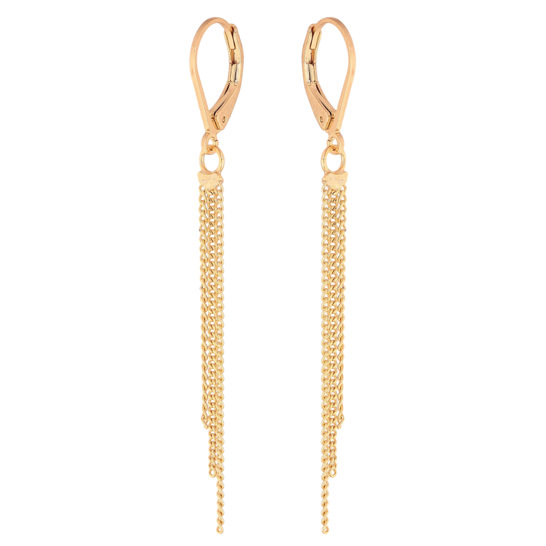 Серьги Xuping цвет Позолота 18K французский замок "Подвески из цепочек" фото №3