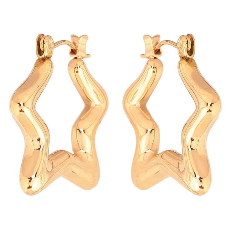 Серьги Xuping цвет позолота 18K итальянский замок звезды фото №5