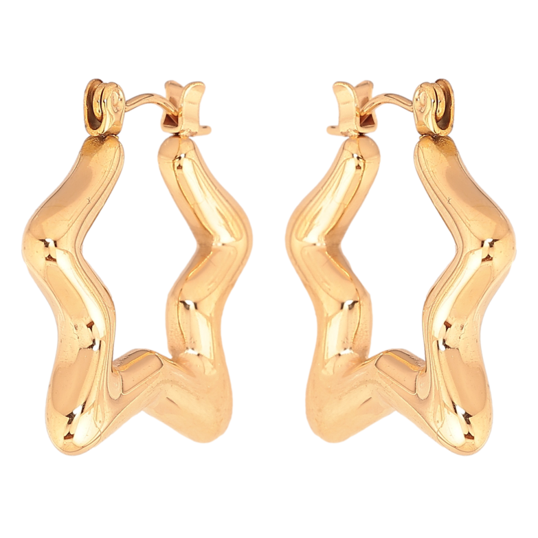 Сережки Xuping колір позолота 18K італійський замок зірки фото №1 Сережки Xuping колір позолота 18K італійський замок зірки фото №1