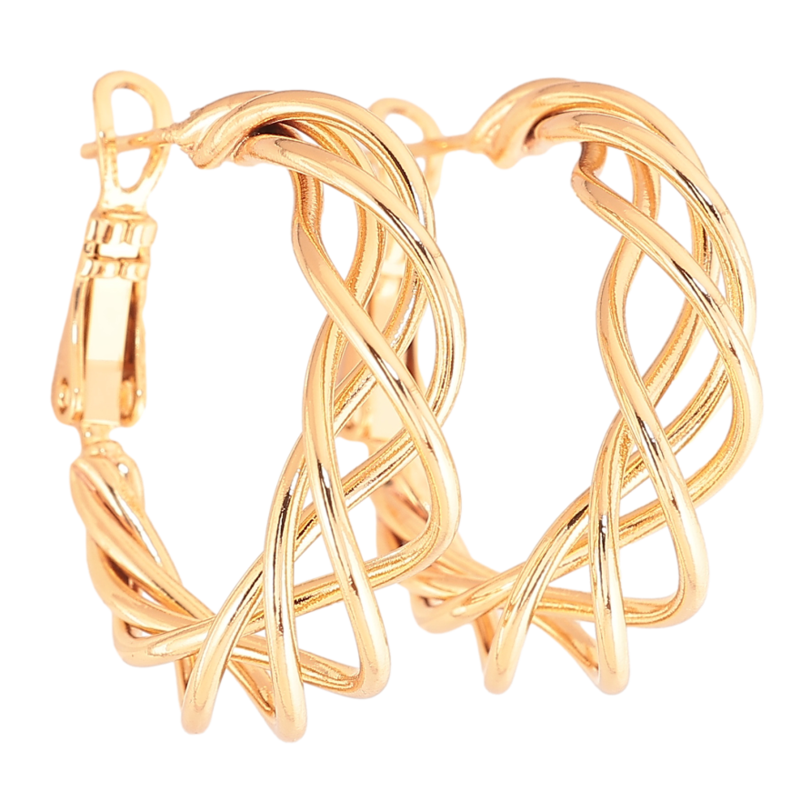 Серьги Xuping цвет позолота 18K итальянский замок декоративные ø 2.5см фото №1 Серьги Xuping цвет позолота 18K итальянский замок декоративные ø 2.5см фото №1