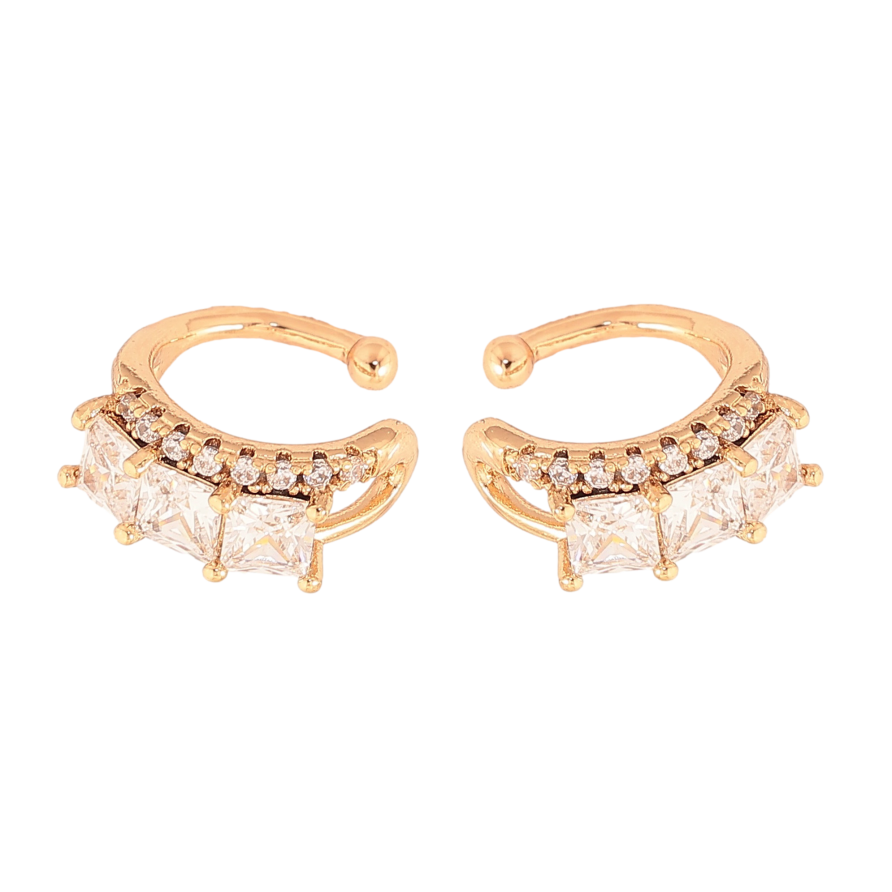 Серьги Xuping цвет Позолота 18K каффы "Узор с кристаллами" фото №1 Серьги Xuping цвет Позолота 18K каффы "Узор с кристаллами" фото №1
