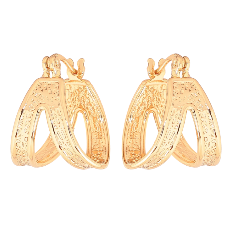 Серьги Xuping цвет позолота 18K итальянский замок декоративный узор фото №4
