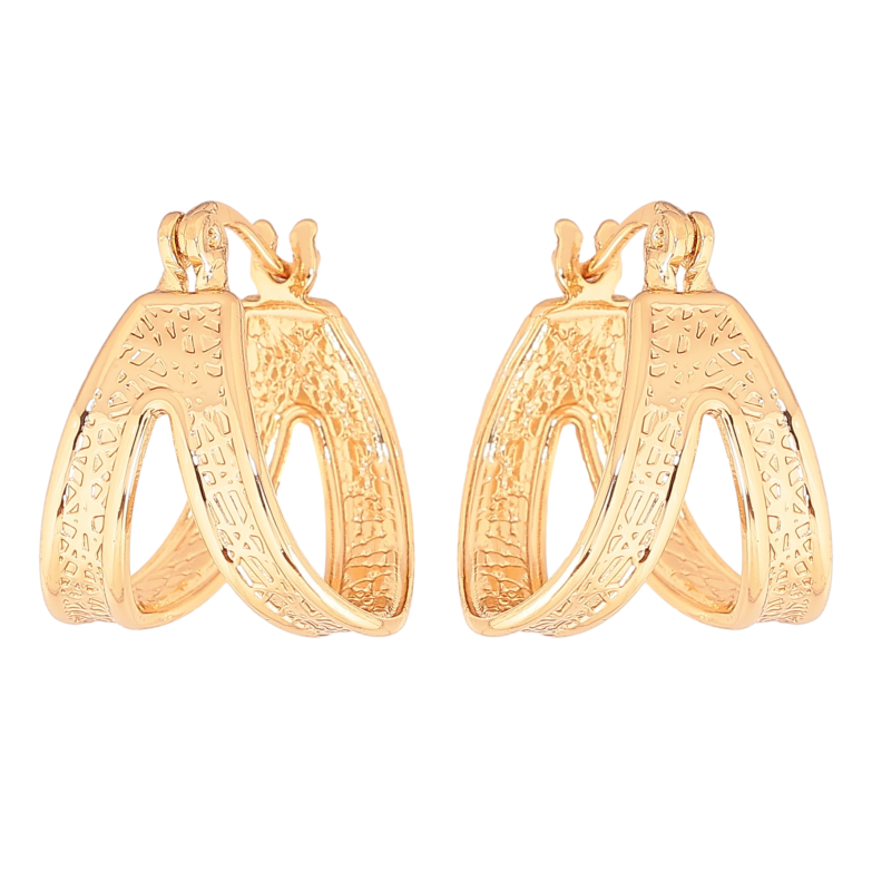 Серьги Xuping цвет позолота 18K итальянский замок декоративный узор фото №18