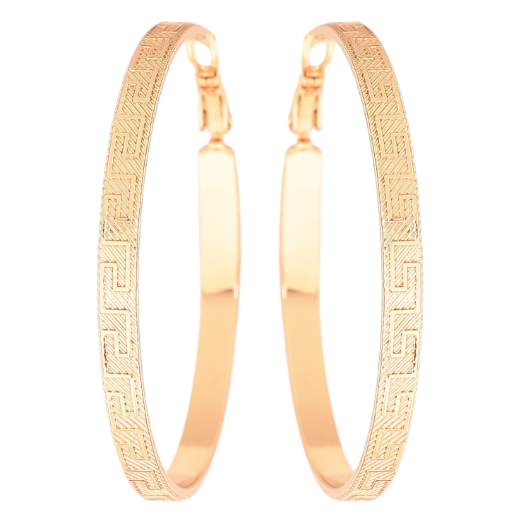 Сережки Xuping колір позолота 18K кільця (конго) грецький візерунок ø 5см фото №17