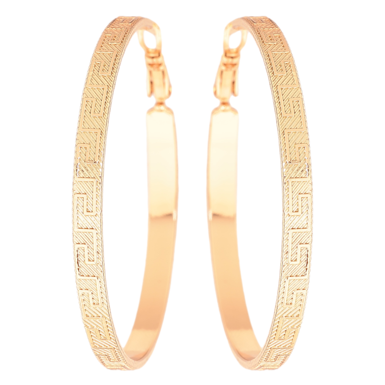 Серьги Xuping цвет позолота 18K кольца (конго) греческий узор ø 5см фото №7 Серьги Xuping цвет позолота 18K кольца (конго) греческий узор ø 5см фото №7