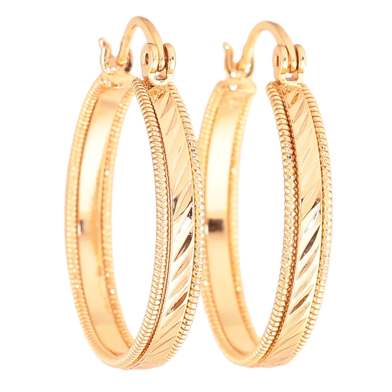 Серьги Xuping цвет позолота 18K кольца (конго) декоративный узор ø 2.5см фото №2 Серьги Xuping цвет позолота 18K кольца (конго) декоративный узор ø 2.5см фото №2