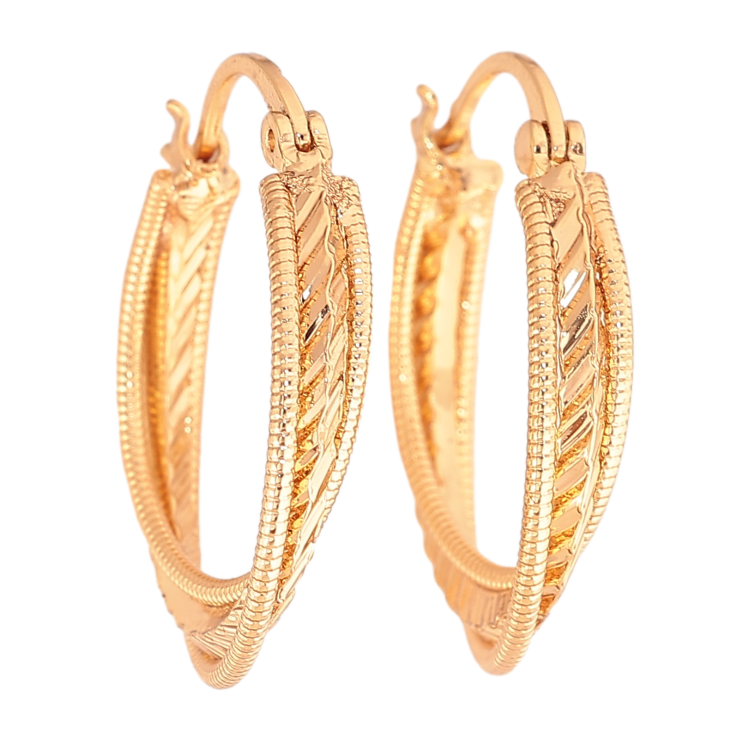 Сережки Xuping колір позолота 18K кільця (конго) декоративний візерунок ø 2см фото №5