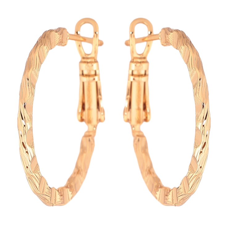 Сережки Xuping колір позолота 18K кільця (конго) декоративний візерунок ø 2.5см фото №11