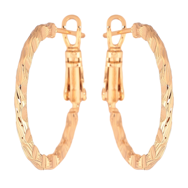 Серьги Xuping цвет позолота 18K кольца (конго) декоративный узор ø 2.5см фото №2