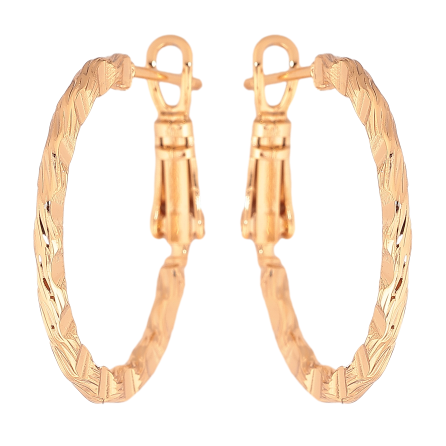 Серьги Xuping цвет позолота 18K кольца (конго) декоративный узор ø 2.5см фото №1