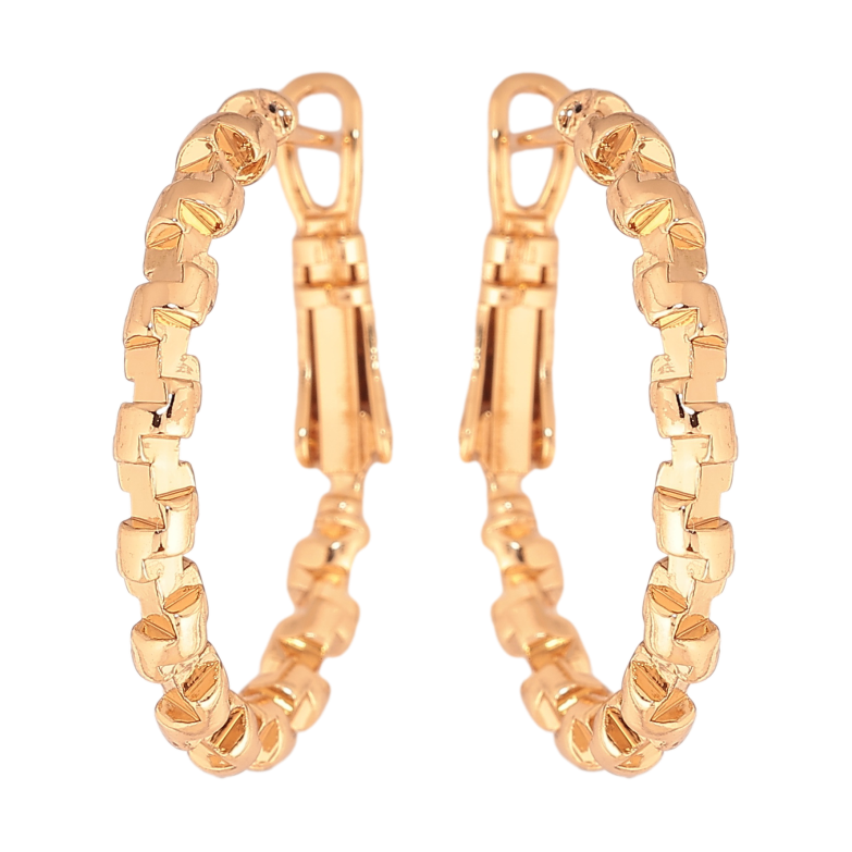 Серьги Xuping цвет позолота 18K кольца (конго) декоративный узор ø 2.5см фото №2 Серьги Xuping цвет позолота 18K кольца (конго) декоративный узор ø 2.5см фото №2