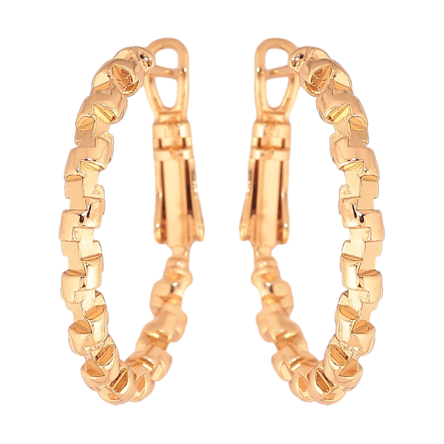 Серьги Xuping цвет позолота 18K кольца (конго) декоративный узор ø 2.5см фото №1 Серьги Xuping цвет позолота 18K кольца (конго) декоративный узор ø 2.5см фото №1