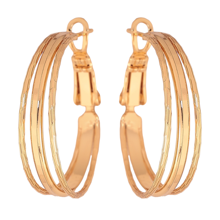 Сережки Xuping колір позолота 18K кільця (конго) декоративний візерунок ø 2.5см фото №9