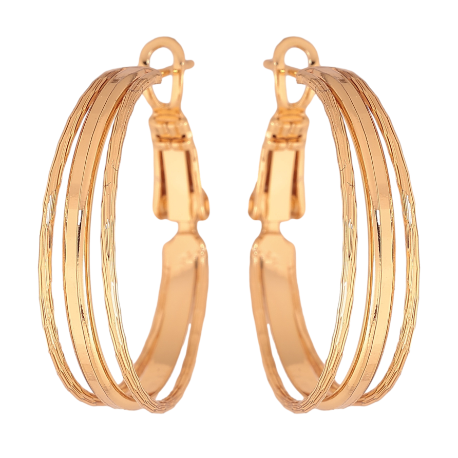 Серьги Xuping цвет позолота 18K кольца (конго) декоративный узор ø 2.5см фото №1 Серьги Xuping цвет позолота 18K кольца (конго) декоративный узор ø 2.5см фото №1