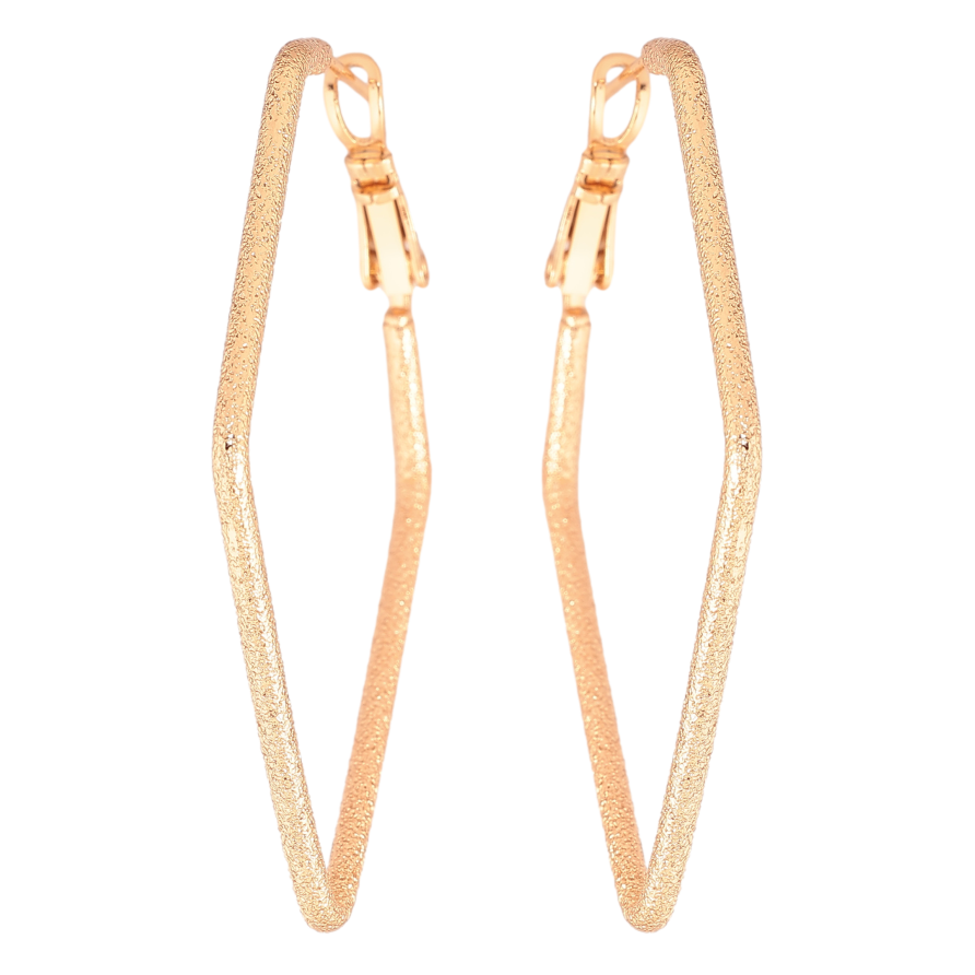 Серьги Xuping цвет позолота 18K итальянский замок ромбы с шагренью фото №1 Серьги Xuping цвет позолота 18K итальянский замок ромбы с шагренью фото №1