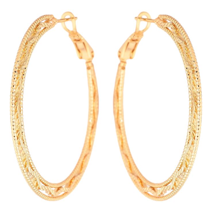 Сережки Xuping колір позолота 18K кільця (конго) декоративний візерунок ø 4см фото №6