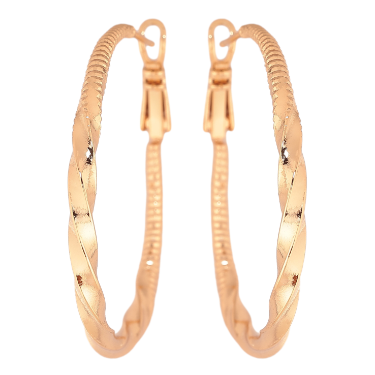 Сережки Xuping колір позолота 18K кільця (конго) декоративний візерунок ø 4см фото №12