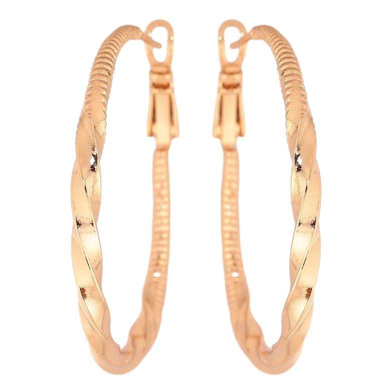 Серьги Xuping цвет позолота 18K кольца (конго) декоративный узор ø 4см фото №2