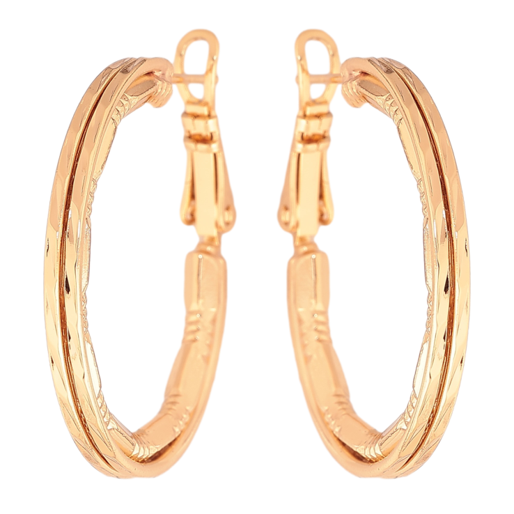 Сережки Xuping колір позолота 18K кільця (конго) декоративний візерунок ø 3см фото №16