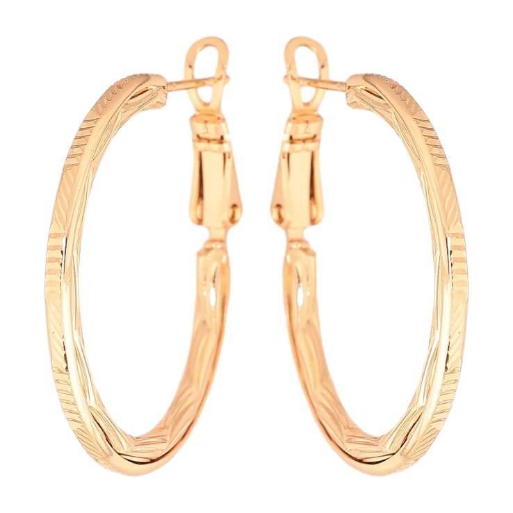 Сережки Xuping колір позолота 18K кільця (конго) декоративний візерунок ø 3см фото №14