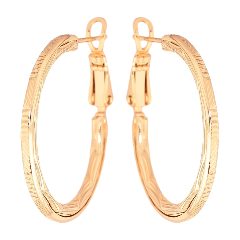 Сережки Xuping колір позолота 18K кільця (конго) декоративний візерунок ø 3см фото №9 Сережки Xuping колір позолота 18K кільця (конго) декоративний візерунок ø 3см фото №9