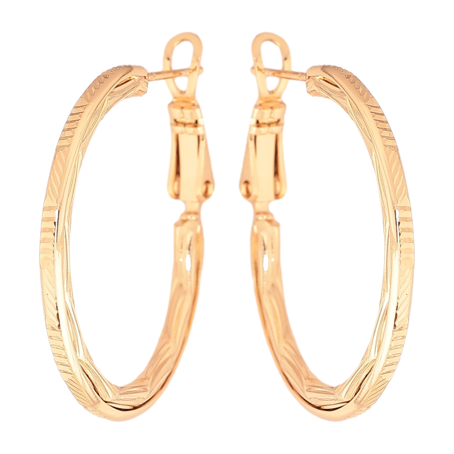 Сережки Xuping колір позолота 18K кільця (конго) декоративний візерунок ø 3см фото №1 Сережки Xuping колір позолота 18K кільця (конго) декоративний візерунок ø 3см фото №1