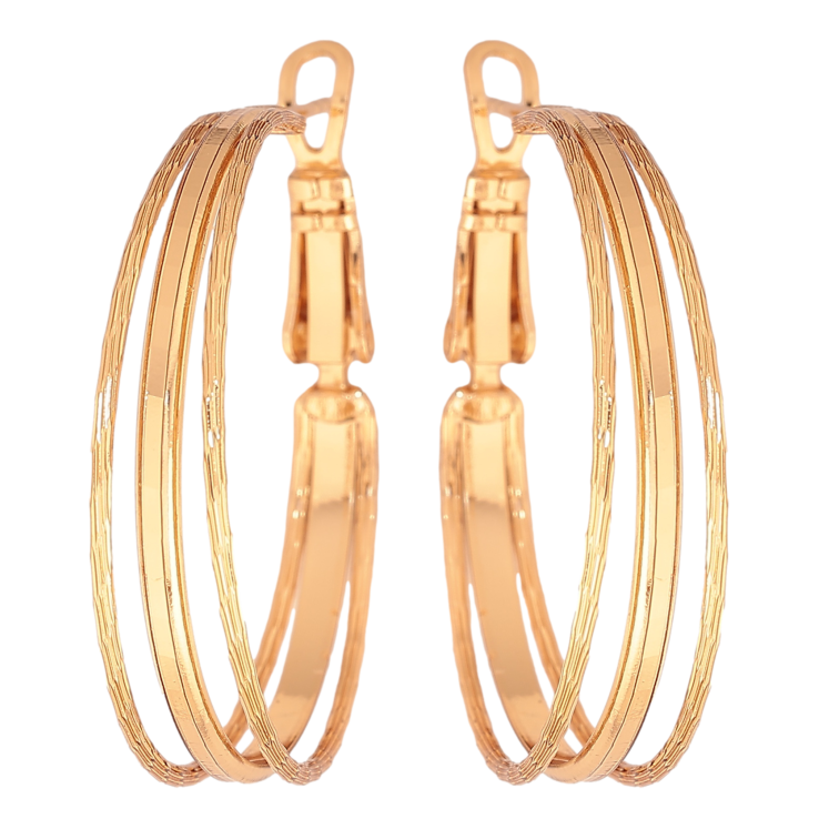 Сережки Xuping колір позолота 18K кільця (конго) декоративний візерунок ø 3см фото №25