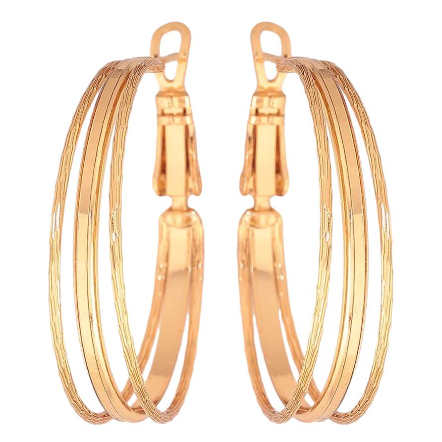 Серьги Xuping цвет позолота 18K кольца (конго) декоративный узор ø 3см фото №1