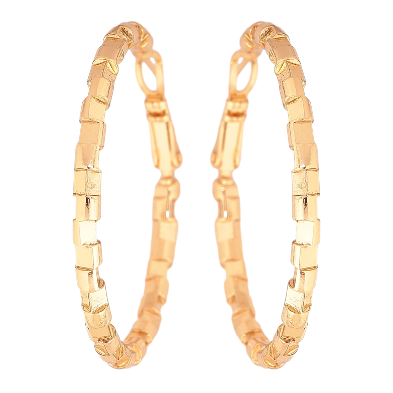 Сережки Xuping колір позолота 18K кільця (конго) декоративний візерунок ø 4см фото №2