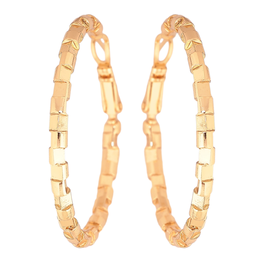 Серьги Xuping цвет позолота 18K кольца (конго) декоративный узор ø 4см фото №1