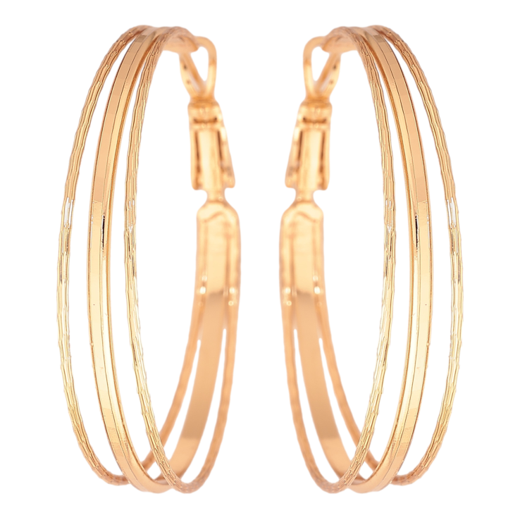 Сережки Xuping колір позолота 18K кільця (конго) декоративний візерунок ø 4см фото №18