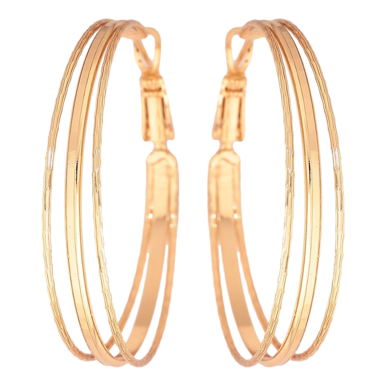Сережки Xuping колір позолота 18K кільця (конго) декоративний візерунок ø 4см фото №1 Сережки Xuping колір позолота 18K кільця (конго) декоративний візерунок ø 4см фото №1