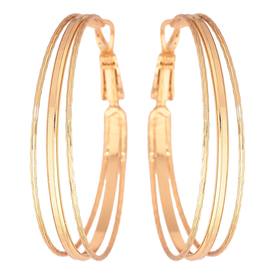 Серьги Xuping цвет позолота 18K кольца (конго) декоративный узор ø 4см фото №1